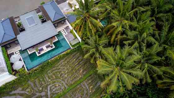 Шикарная частная вилла 2BR с бесконечным видом на рисовое поле Ubud