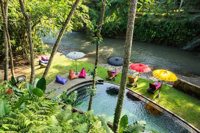 Домик с бамбуковыми черепахами и видом на реку в 5 км до центра Убуда. Ubud - изображение 3