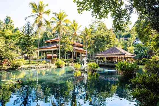 Вилла с деревянным бассейном в святилище Ubud